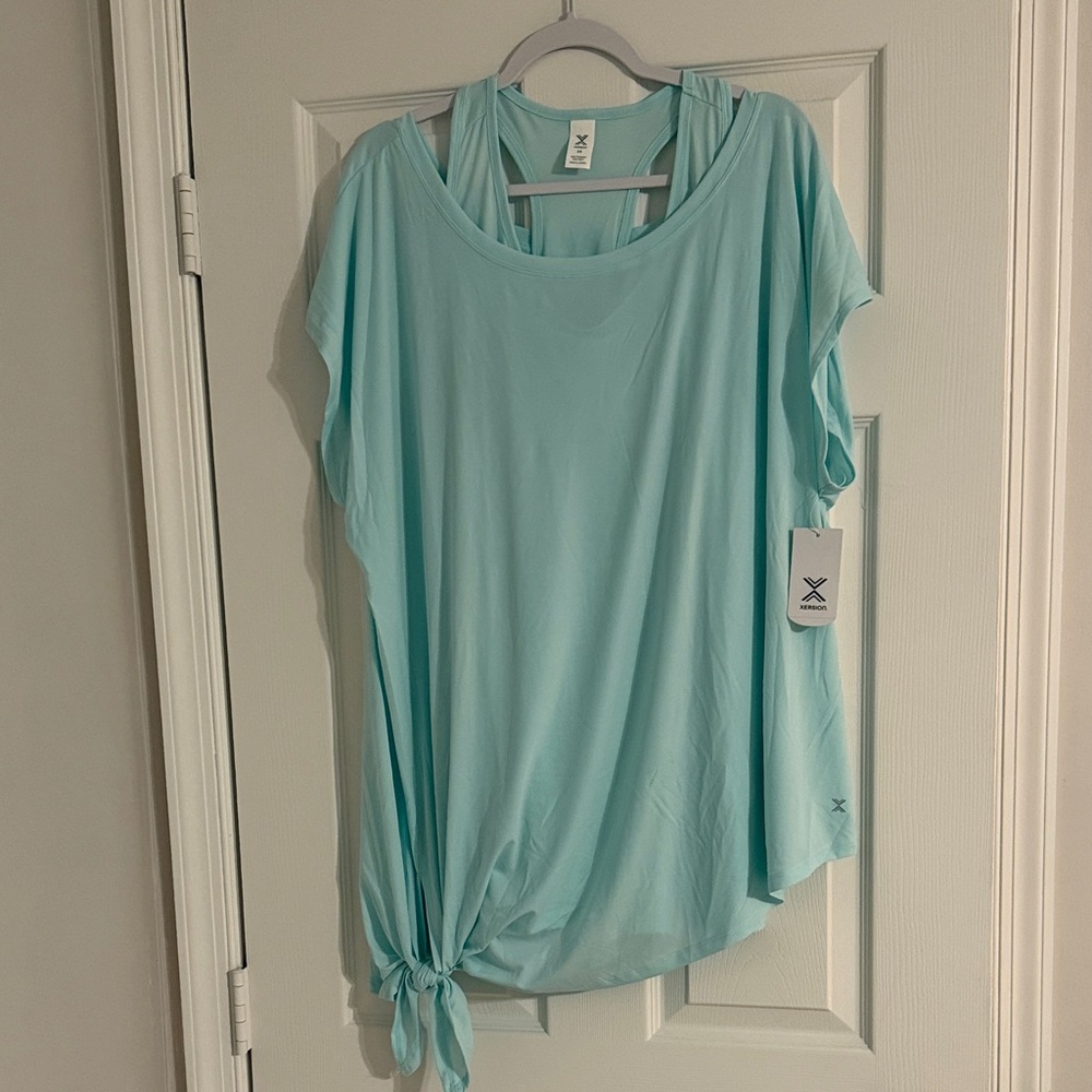 Xersion Women's Aqua Two-Piece Essential Performance Tank and Tee
